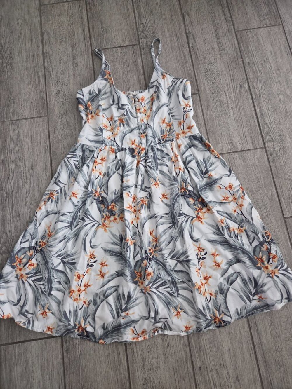 Rip Curl Diamond Bay Tropical Mini Sundress White Gray Orange Women's Size XS - Picture 5 of 14